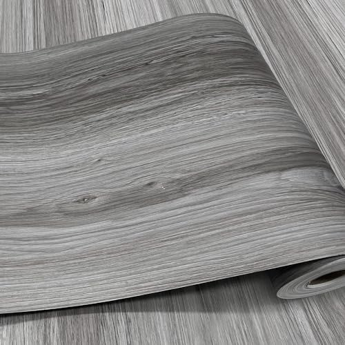 auxua Wood Grain Peel and Stick Floor Tiles – 11.8” Width, Full Roll Length of 394 – Versatile Design for Any Space, Grey Self Adhesive Vinyl Flooring, Waterproof and Non-Slip Features