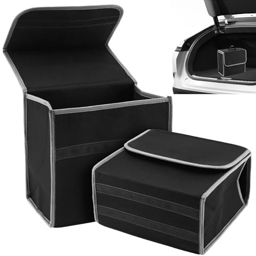 UNGFEI 2 PCS Foldable Car Boot Bag, Car Boot Organiser Bag Collapsible Storage Black Tools Organise Supplies, 30x29x17cm