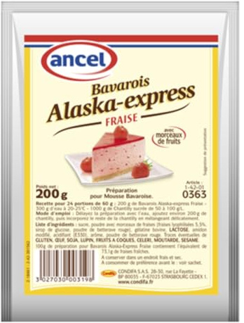 Bavarois Alaska Express Chocolat, Framboise, Fraise et Poire 200/Sachet - Livraison Gratuite France (1 sachet, Fraise)
