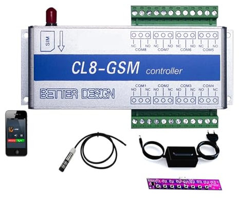 Schiebetoröffner CL8-GSM-NC Drahtloses SMS-Alarmsystem, Temperaturüberwachung, GSM-Alarm + Sensor mit Stromausfallalarm Mehrfacher Schutz und Sicherheit(Kit1)