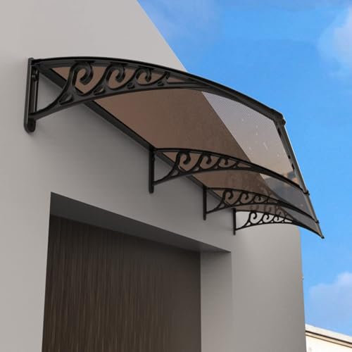 KV-OOGG Wasserdichtes Türvordach for den Außenbereich, Markisenvordach for gebogene Türen und Fenster, Vordach for Haustüren im Innenhof und Balkone, Regenschutz for Fenster mit Halterung(80x300cm/32x