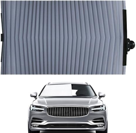 Parasol retráctil para parabrisas de coche en forma de acordeón, protección UV fresca y extra ancha para parabrisas delantero y trasero | Funda magnética para coche para proteger contra el sobrecalent