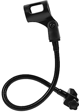 Abaodam Gooseneck Microphone Stand Bracket Mic Holder Adjustable for Desktop Recording Studio Equipment Black Flexible Boom Arm Mic Stand