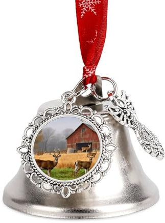 Weihnachtsglocken Hängende Klingelglocke Metall Weihnachtsschmuck Bauernhof mit Hirsch Glocke Schlitten Weihnachtsbaum Hängende Ornament Anhänger Dekorative Kuhglocken für Feiertagsdekoration