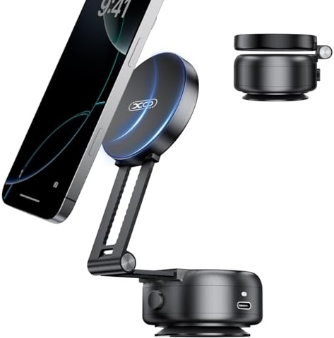 Electric Vacuum Magnetic Suction Phone Holder,Adjustable and Foldable Car Mount,Strong Magnetic Car Phone Holder for iPhone16/15/14/13/12,for Shower/Car/Mirror/Smooth Surfaces(Not Charging Phone)