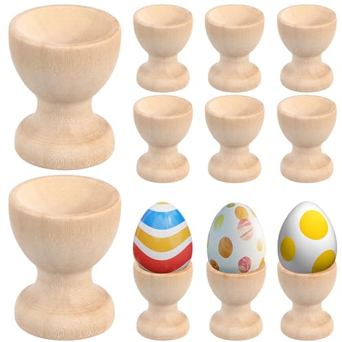 DEARMAMY Stück Eierhalter Aus Holz Eierbehälter Kleine Eierbecher Küchenbedarf Unvollendete Eierständer Aus Holz Osterhase Eierbecher Aufbewahrung Eierpräsentationsbecher