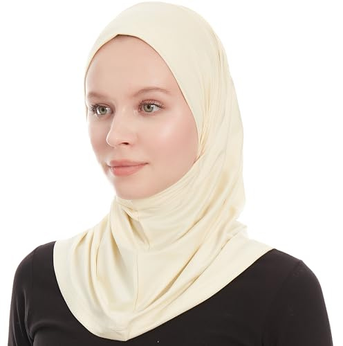 Ayisah Amira Hijab, muslimsk huvudduk för damer, Ready To Wear-scarf i ett stycke, hijab-sjal för kvinnor, kräm, one size
