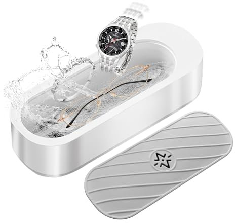 Ravsfbca Ultrasonic Cleaner Jewelry Cleaner Machine, 45KHz Professional Sonic Cleaner for Ring, Earrings, Necklace, Silver, Eyeglass, Watches, Ultrasonic Cleaner Solution for Gifts