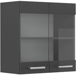 Vicco Küchenglasschrank R-Line, Anthrazit Hochglanz, 60 cm | 2 Türen · 1 Einlegeboden · Tiefe – 31 cm · ✓ Frei kombinierbar · ✓ Alles im Blick