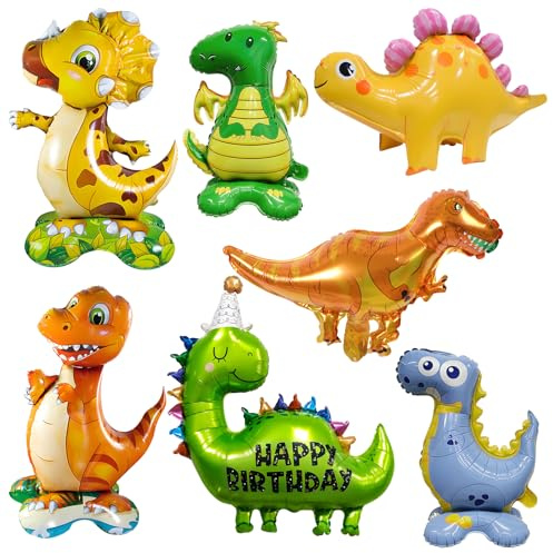 Dino Luftballon,RoadLoo 7 Stück Dinosaurier Luftballons Dinosaurier Folienballon Dino Deko Kindergeburtstag Riesenballon Tiere für Dschungel Deko Geburtstag Party