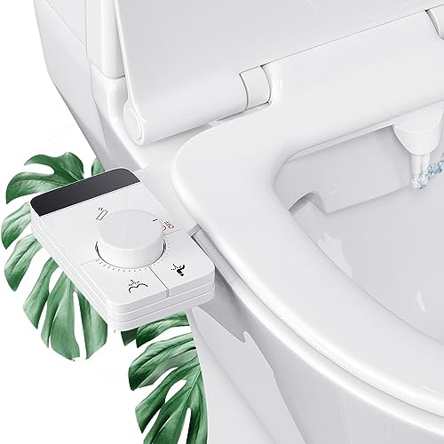 Bidet Per WC, accessorio per bidet ultra sottile per WC con doppio ugello autopulente (pulizia posteriore/femmina),Bidet Portatile per WC con pressione dell'acqua regolabile