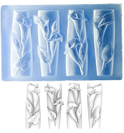 Moule à ongles multifonction en silicone transparent pour créer de magnifiques designs en résine florale et nail art. Moule à ongles facile à détacher