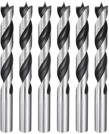 sourcing map Brad Point Bohrer 13 mm Durchmesser, gerader runder Schaft, metrischer Spiralbohrer für Weichholz, Hartholz, Sperrholz, Kunststoff, Gummi, silberfarben, 6 Stück