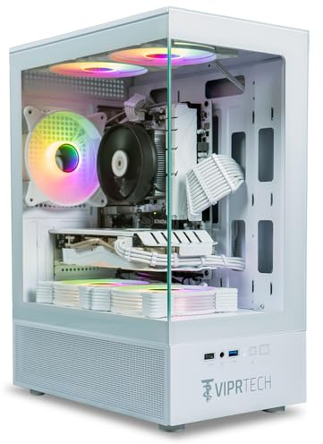 ViprTech Stryker 2.0 Gaming PC - AMD Ryzen 7 (4.1GHz Turbo), RX 580 8GB, 32GB DDR4, 1TB SSD, 700W PSU, WiFi BT USB-C, Win 11 Pro, RGB, Desktop Computer Prebuilt, White