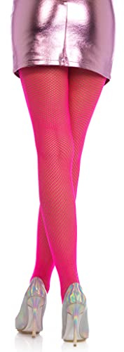 LEG AVENUE 9001 - Nylon Fishnet Pantyhose, Einheitsgröße (Neon Pink)