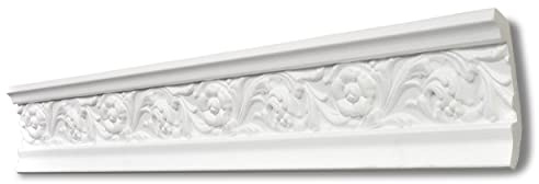 Decosa Stuckleiste G3 Gracia - Deckenleiste in Weiß - 1 Leiste à 2 m Länge = 2 m - Zierleiste aus Styropor 50 x 80 mm - Für Decke oder Wand
