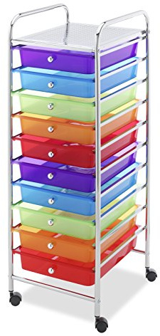 Whitmor 10 Drawer - Rolling Craft Organizer Cart - Chrome 15.25x13.50x35.25
