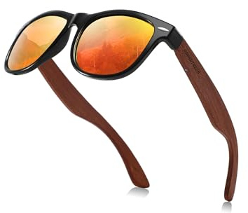 GREENTREEN Polarisierte Holz Sonnenbrillen für Damen: Verspiegelt Sonnenbrille UV400-Schutz und Reduzierte Blendung - Freizeit Brillen für Outdoor Aktivitäten - das Fahren am Tag und Wandern