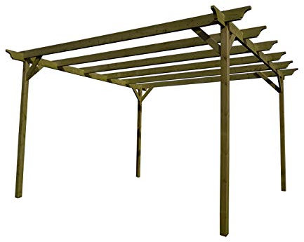 Arbor Garden Solutions Wooden garden pergola kit - Champion design rafters (3m x 3m 4 posts, Rustic Brown)