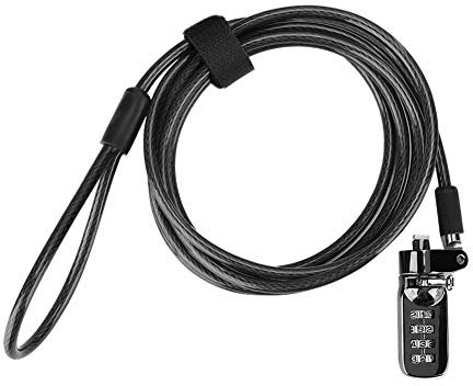 1 Piece Combination Security Lock Cable for Laptop, MacBook, iPad, Tablets - 1.9m Cable Black