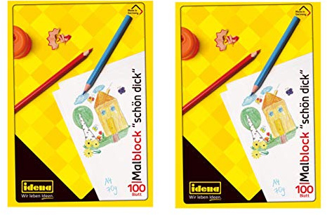 Idena 10390 - Idena Malblock, DIN A4, 100 Blatt, 70g/m², Schön Dick (2 Stück)