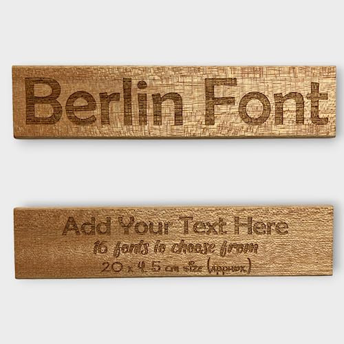 Cutncraft Designs Personalised Wooden Sign, Wooden Name Plaques For Bedroom Door Or House, Custom Laser Text Berlin Font, FSC Wood Gift Decor 20x5 Cm