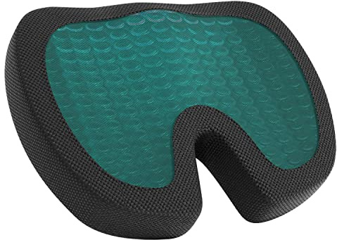 Amazon Basics Comfortable Seat Cushion for Office Chairs, Gel Enhanced Memory Foam, Non-Slip, Cooling Support for Long Sitting, Black