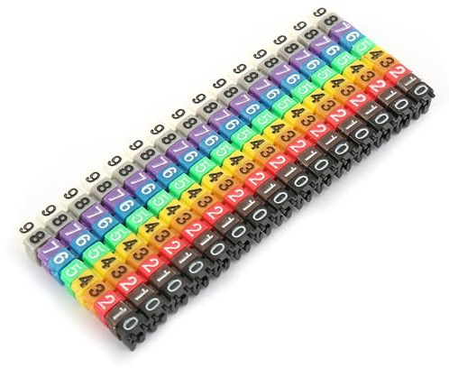 0-9 Clip codé numérique sur l'identification de câble en plastique marqueur de fil numéro d'étiquette étiquette de fil étiquette de fil ensemble de tube de marqueur coloré(150PCS -1.5MM 1.5