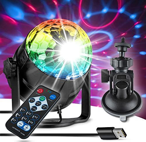Xpertance | Sfera da discoteca a LED deluxe per bambini – sfera da discoteca controllata dalla musica – 7 colori effetto discoteca + cavo USB 4M – luce per feste + telecomando