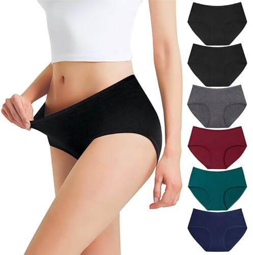 Falechay Culottes Femme Coton Taille Basses sous-vêtements Slips Multicolore-2-S,Lot de 6