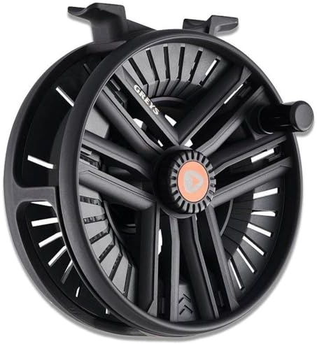 Greys Fin Kassette Fliegenrolle | Vielseitige Süßwasserrolle für Lachs & Forelle | Large Arbor Kassettensystem | Vollscheibenbremse mit 2 Ersatzspulen | 7/8