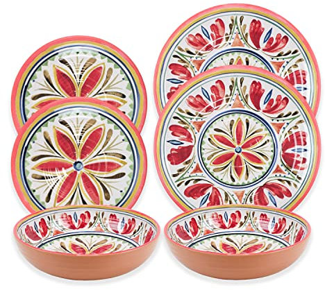Purely Home Mediterranean - Outdoor/Camping/Picnic - Melamine/Plastic Dinnerware Set (6)
