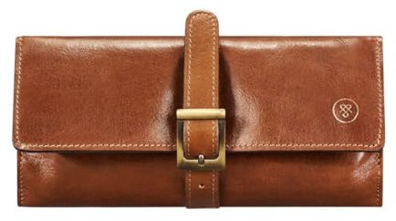 Maxwell Scott - Luxus-Leder-Schmuckrolle für Damen mit luxuriösem Wildleder-Futter - Handgefertigt aus italienischen Vollnarbenhäuten - The Melfi Cognac