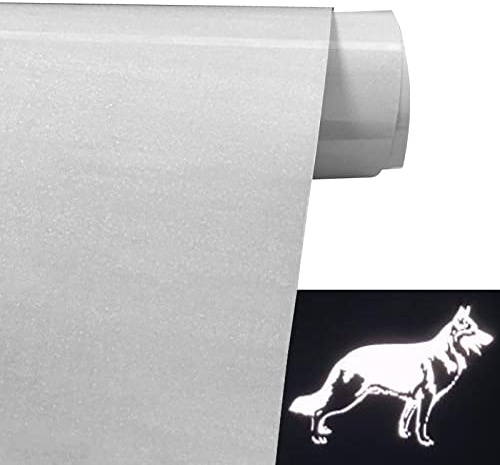 FOSER Plotterfolie Textil, Reflekterande Regnbåge Ploterfilm 30,5 cm × 1,5 m Värmeöverföring Vinyl, för DIY T-shirt, Tyger (Reflekterande Silver)