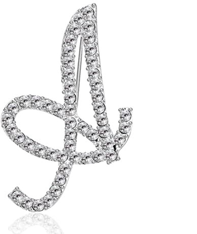 AZ 26 Buchstabe Wort niedlich Brosche für Frauen Männer Strass Kristall Silber Farbe Metall Pins Schmuck Accessoires Geburtstagsgeschenk