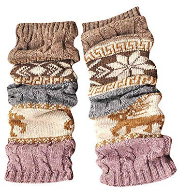 Damen Stulpen Weihnachten Vintage Weihnachtsstrumpf Beinwärmer Lange Winter Strick Häkelarbeit Legwarmer Beinstulpen Verdicken Strümpfe Knit Crochet Socken Gestrickte Strümpfe 80er Jahre für Mädchen