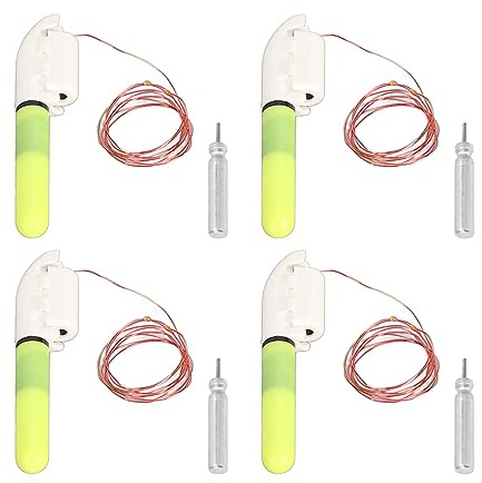SUNGOOYUE 4 Stück Angel-Leuchtstäbe, Stangenspitze, LED-Leuchtstäbe, Grün, Wasserdicht, LED-Nachtangeln, Bissanzeiger Zum Angeln (7 Lichter)