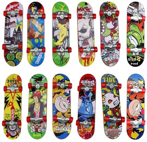 aqlbhz 12 PCS Skateboard Finger Skateboards Mini Skateboard Truck Skate Party Mini Skateboards for Kids Finger Finger Toy Skateboard Toy Perfect for Teens Party Birthday Gift