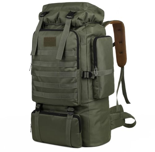 doorslay Wanderrucksack Herren Damen, Große Reiserucksack, Wasserdichter Rucksack, Camping Rucksack, Canvas Trekkingrucksack für Wandern Jagd, Trekking und Camping