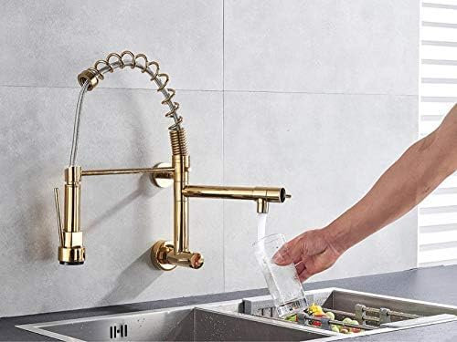 Küchenarmaturen Golden Spring Küchenarmatur, Schwenkbarer Seitensprüher, Doppelauslauf, Küchenarmatur, Küchenspüle, Kaltwasserhahn, 360-Grad-Drehung