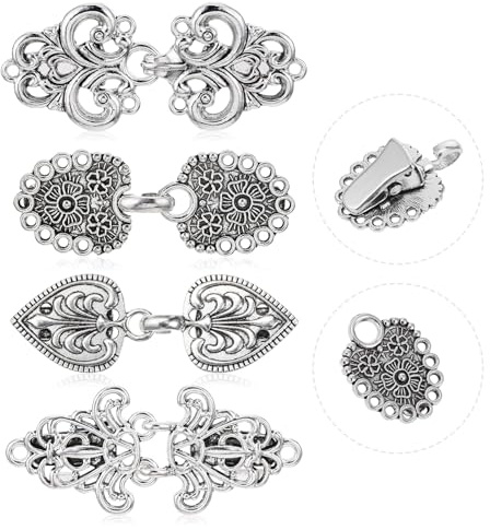 Dimeho Vintage Pullover Swirl Clip 4 Stück Pullover Clips Umhang Clips für Kleid Retro Cardigan Clip Cape Pullover Cardigan Schal Clips Schal Kragen Verschluss Kleid Hemd Brosche Schal Clip (Silber)