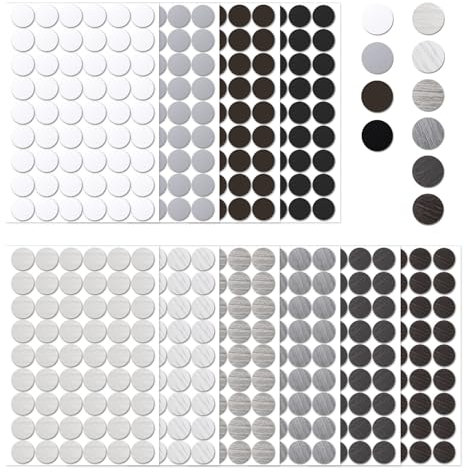 540Pcs Wood Screw Hole Covers Caps, 21mm Light Dark Grey Black White Screw Hole Stickers Waterproof Concealing Screw Caps Self-Adhesive Stickers for Beautify Wooden Cabinet Shelve Desk Wall Furniture