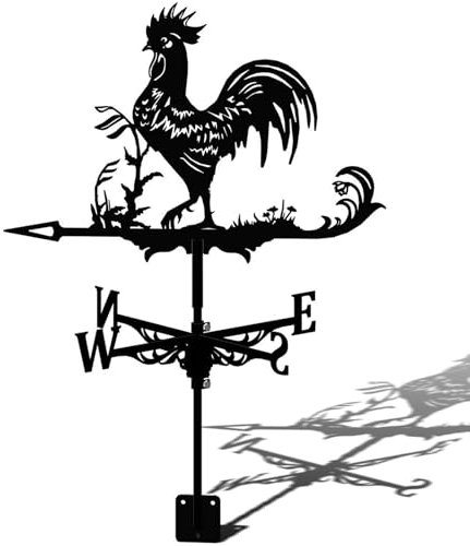 Wetterfahne Metall, Eule Wetterfahne Edelstahl, mit Dachhalterung, Gartendekoration für den Außenbereich, Bauernhof, Garten, Pavillon (Schwarz-6, 32cm)