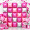 Pink Silver Double Sided Square Foil Balloons Wall, Chrome Silver Hot Pink Foil Balloons Tunnel Arch Kit for Baby Princess Theme Party Birthday Girl Baby Shower Anniversary Wedding 2025 graduation