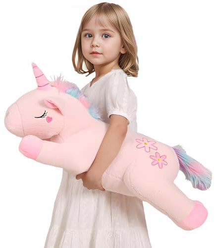 Dalmao 60cm Riesiges Einhorn Plüsch, Kuscheltier Rosa Einhorn Umarmung Kissen, Groß Einhorn Körper Kissen für Kinder Jungen und Mächen Geburtstage, Weihnachten, Halloween, Valentinsta