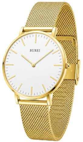 BUREI Uhr Damen Minimalistische Analog Quartz Armbanduhr Damen Klassische Edelstahl Damenuhr Geschenke für Frauen