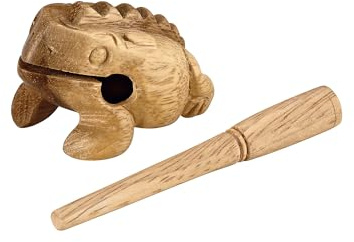 Nino Percussion Wood Frog Güiro - Großes Musikinstrument für Kinder ab 3 Jahren - Siam Eiche, Natur (NINO517)