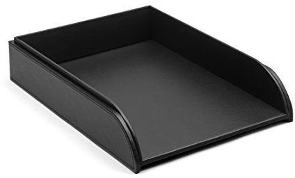 OSCO Brevbricka i svart konstläder | A4 | Lätt stapelbar | Skrivbordsfilorganiserare | Papperslagring | Kontorsorterare | Pappersarkivering | Inga höjare krävs | H 6,3 x B 24,5 x D 33 cm |