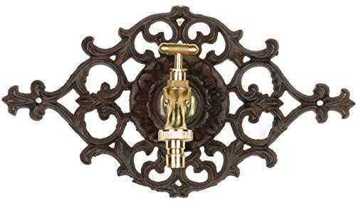 aubaho Nostalgie Wasseranschluss Zierrosette Eisen Wasserhahn Garten braun antik Stil