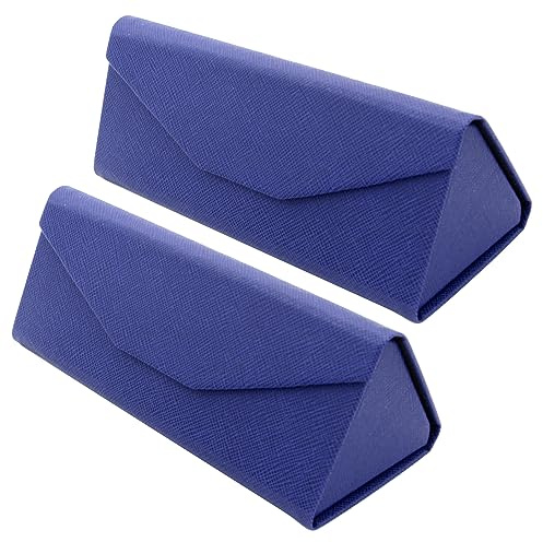 TBOC Faltbar Brillenetui für Sonnenbrille - [Pack: Zwei Einheiten] [Blau] Hartschale [Dreieckige] Tasche [Magnetverschluss] Innenfutter Lesebrille Sportbrille Groß Leicht Auto Tasche Dame Herr